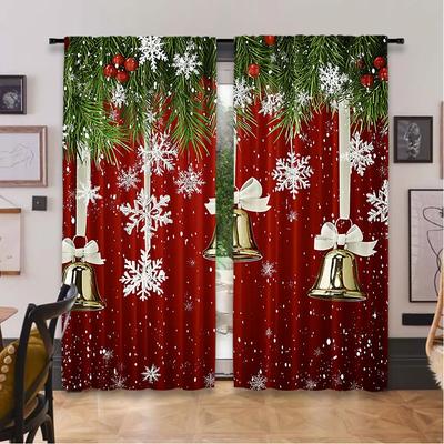 2 Stück Weihnachts Vorhänge Klassische Kiefer Schneeflocken Rot Grün Weihnachts Vorhänge Für Wohnzimmer Schlafzimmer Küche Badezimmer
