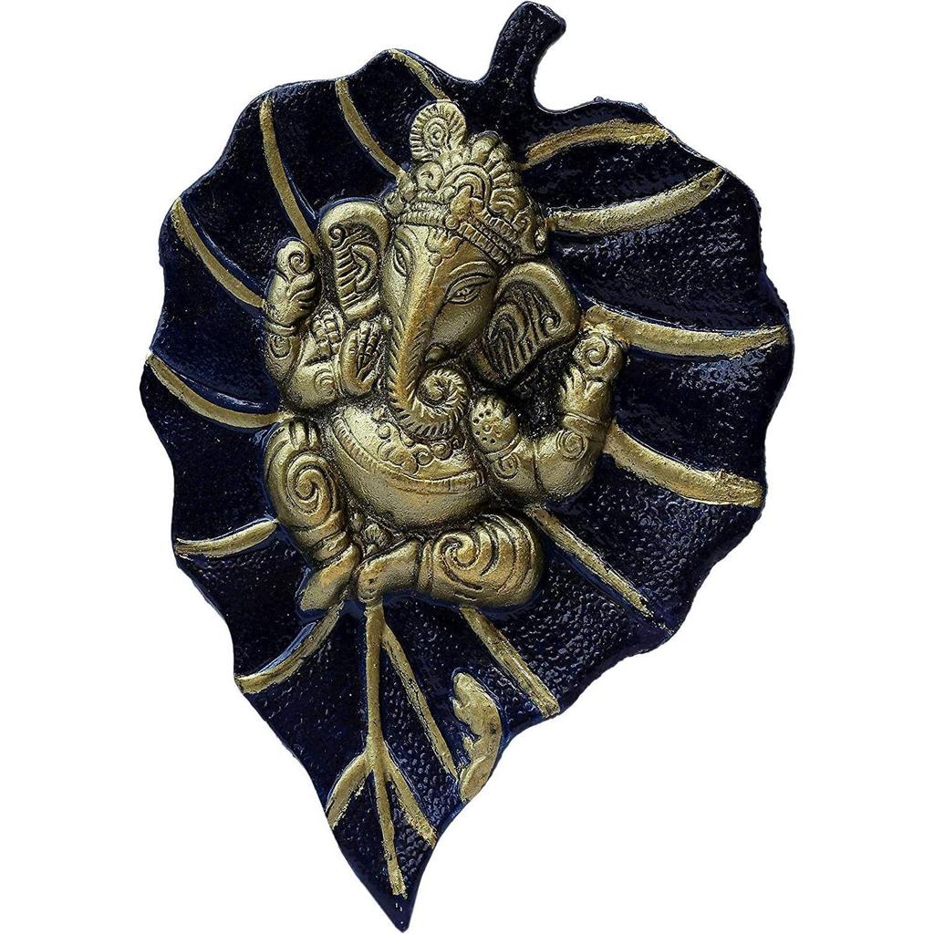 Kovová Patta Ganesh Nástěnná dekorace Náboženská dekorativní soška pro Vstup do domu, Nástěnná dekorace a Předměty Vastu do domácnosti pro štěstí pro Půdorys