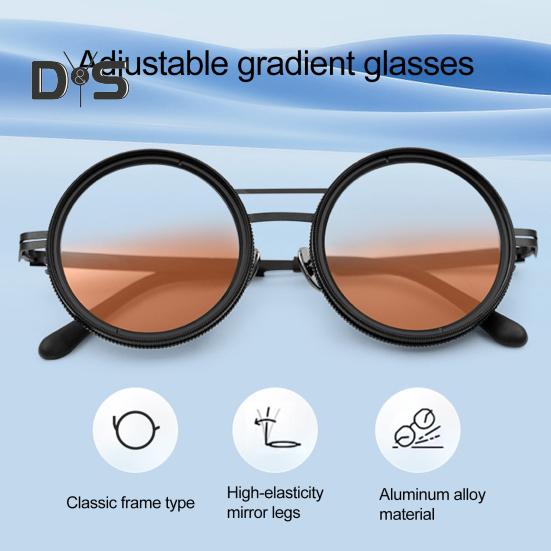 Adjustable Tint Sunglasses for Men Women UV Protection Round Polarized Sunglasses Retro Circle Eyeglass with Gradient Lenses for Beach Driving