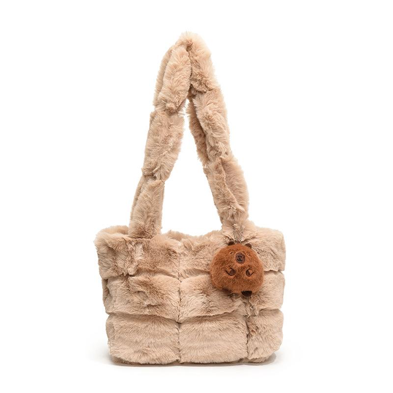 Large Capacity Plush Bag Women'S Plush Tote Bag Commuter Shoulder Bag