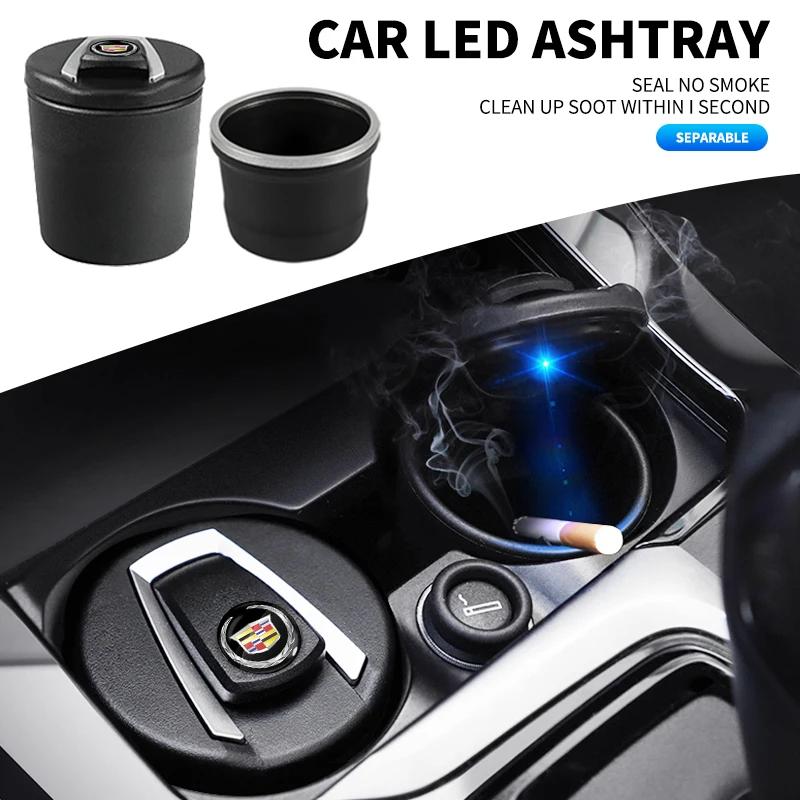Portable Car LED Ashtray Auto Ashtray Cigarette Ash Holders Cup For Cadillac Escalade GT4 XT4 ATS XT5 CTS XTS RS Accessories