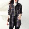 Coat for Women Cotton Casual Oversize Double Layer Plaid Long Shirt Top Jacket