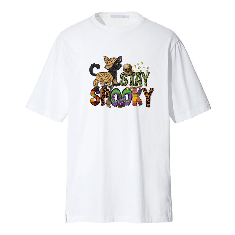 Spooky Cat Iron On Transfer Clothes Appliqued Heat-Adhesive Transfer Diy Accessory Arts Crafts Ironing Halloween Skull Patch