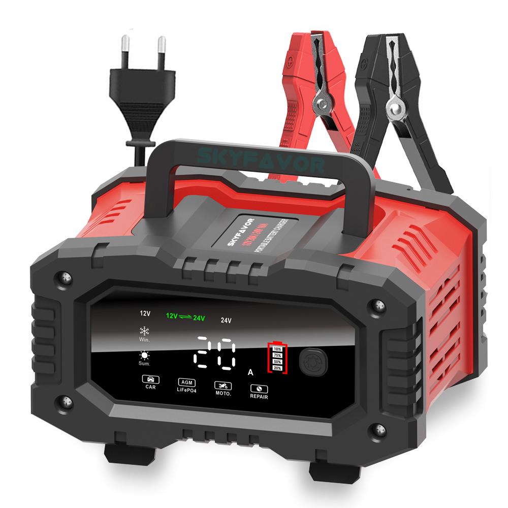 SMART Universal 12V 24V Battery Charger 12V 24V 20A Auto Fast Lifepo4 Lead Acid Battery Charger Motorcycle Car Battery Charger EU