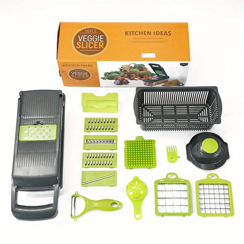 14/16 Piece Set, Ultimate Multifunctional Vegetable and Fruit Chopper - Easy To Slice, Grind, Peel, and Chop