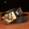Carved Alloy Buckle Automatic Buckle Trouser Belt Genuine Leather Men's Belt Casual All-match Belt
