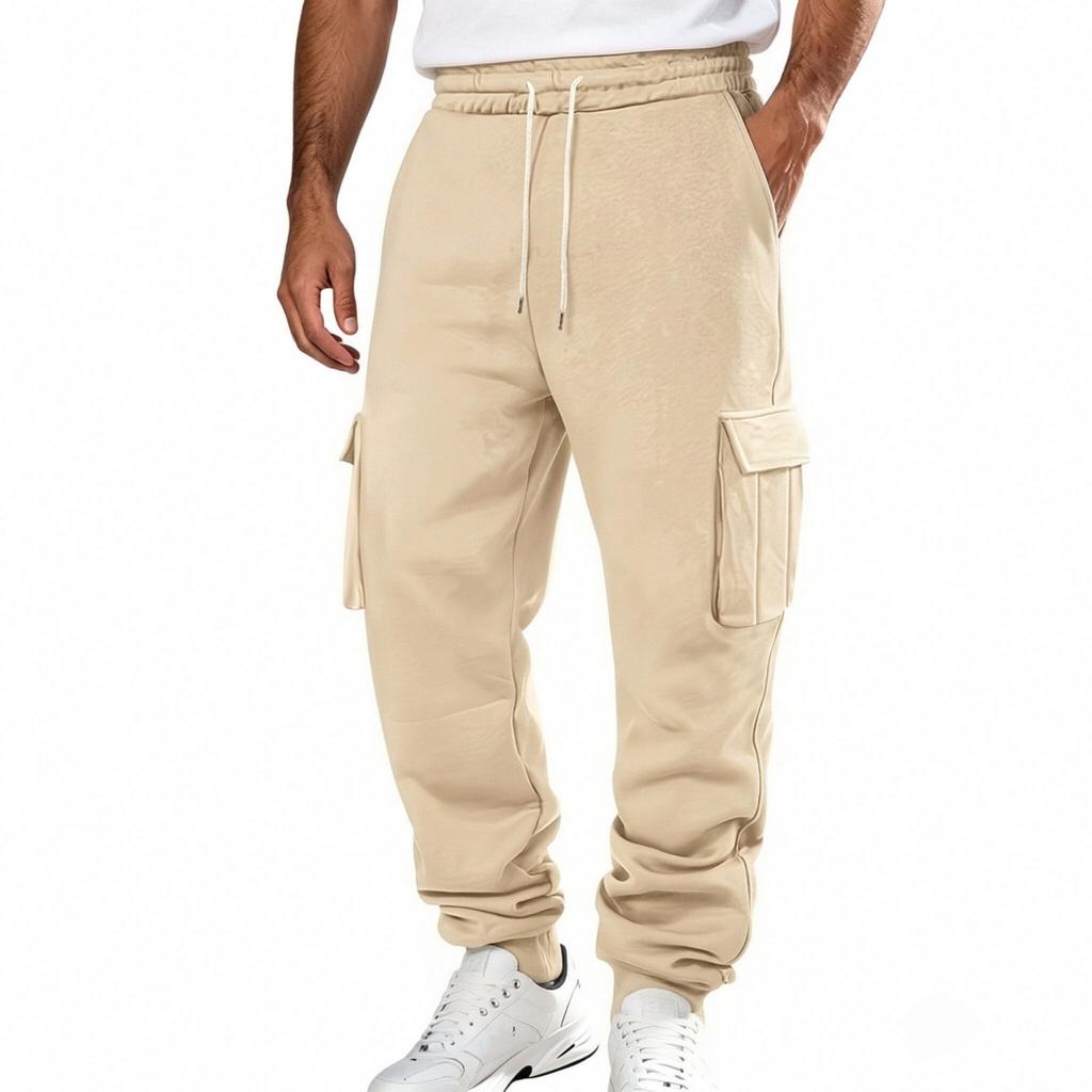 Herren-Cargo-Jogginghosen mit mehreren Taschen und Kordelzug-Taille für lässige Alltagsmode