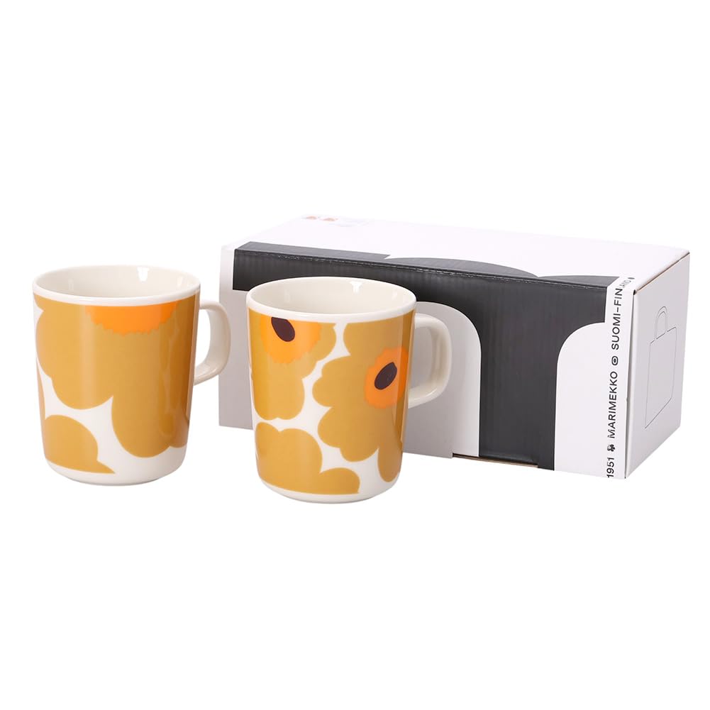 Marimekko OIVA UNIKKO Mugs, Set of 2, 250ml, 74952 182, Caramel [Parallel Import]
