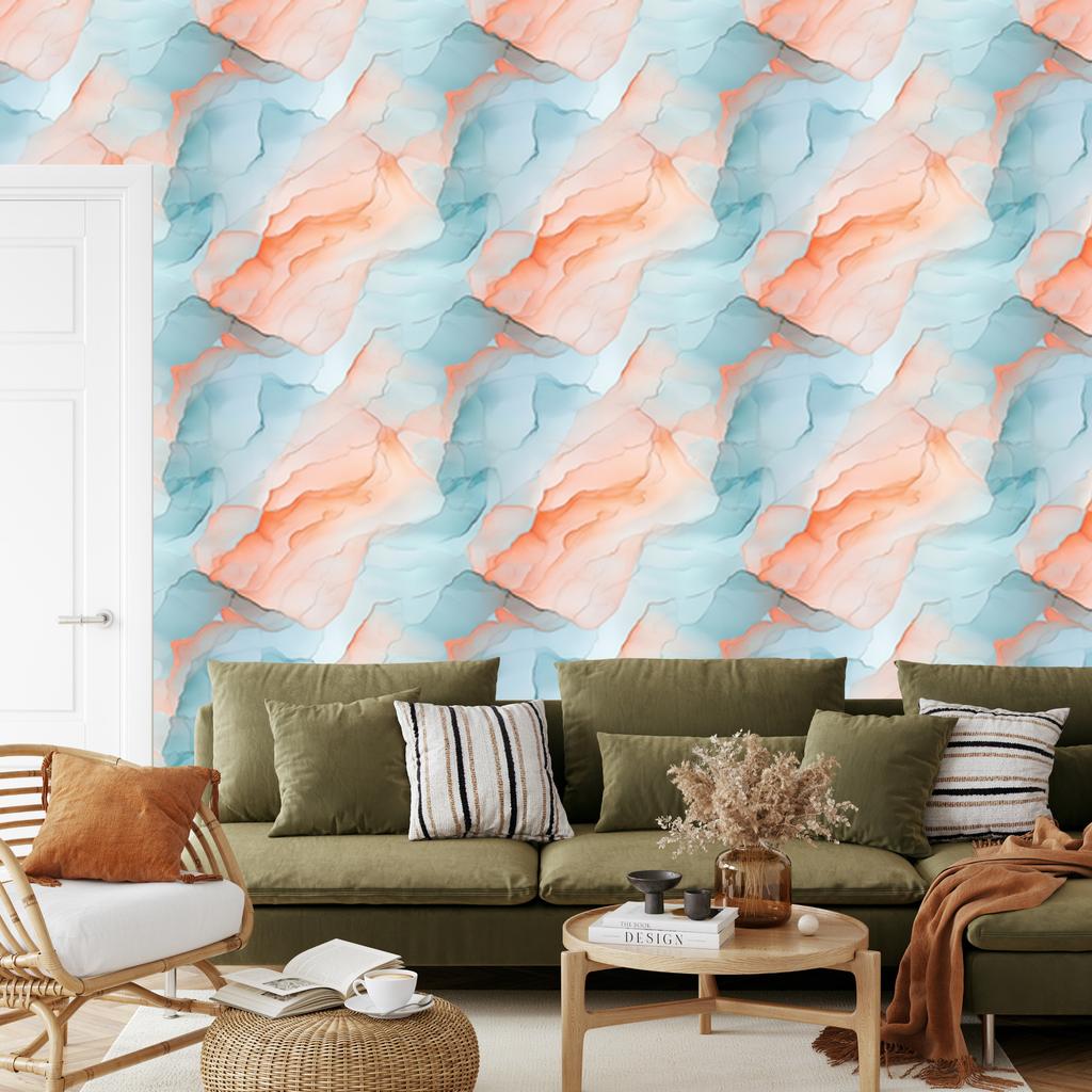 Ink wallpaper light gray, cream and celadon 50x1000
