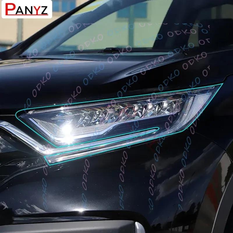 2Pcs Car Headlights Protective Film Front Light Transparent Smoked Black TPU Sticker For Honda CRV 2017-ON   Accessories