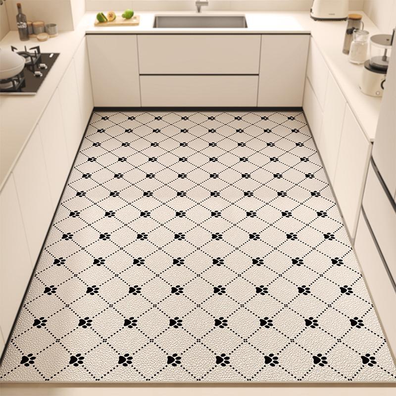 Kitchen Floor Mat Pvc Waterproof Leather Chessboard Pattern Carpet Non-slip Oil-proof Special Mats Large Area Rug Easy To Clean