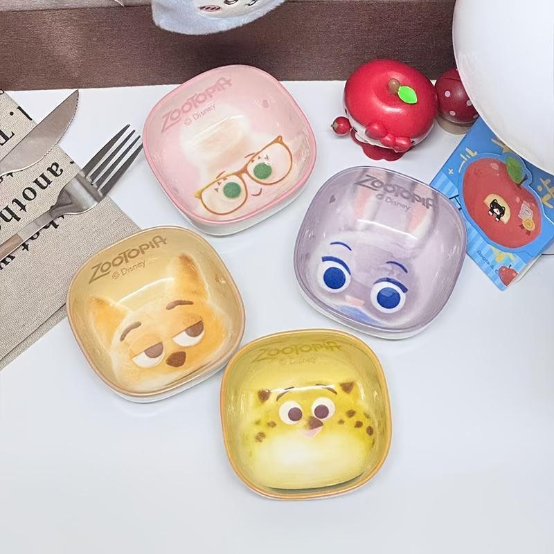 4-teiliges Disney Zootopia Judy Nick Dessertschalen-Set, Schulsachen, Neuheit Snackschale, für Dips Saucen, Gewürze, Leicht zu reinigende Dippschalen