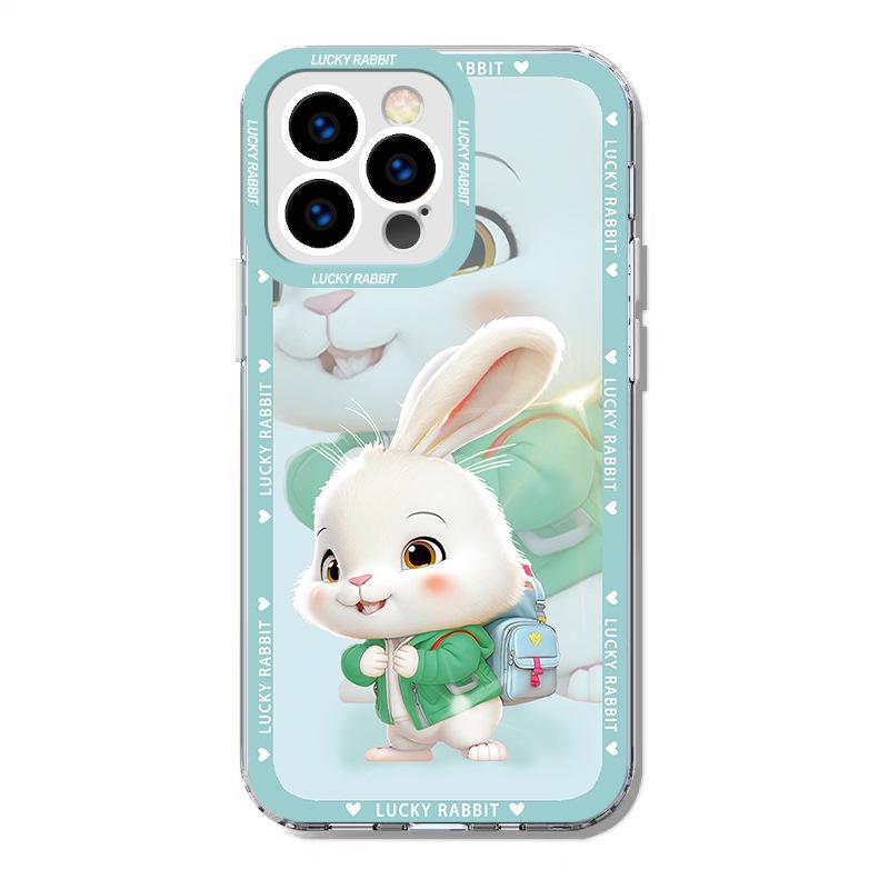 Cartoon Rabbit Jacket Backpack for Apple 13/14/15 and 11Pro Plus Transparent Max