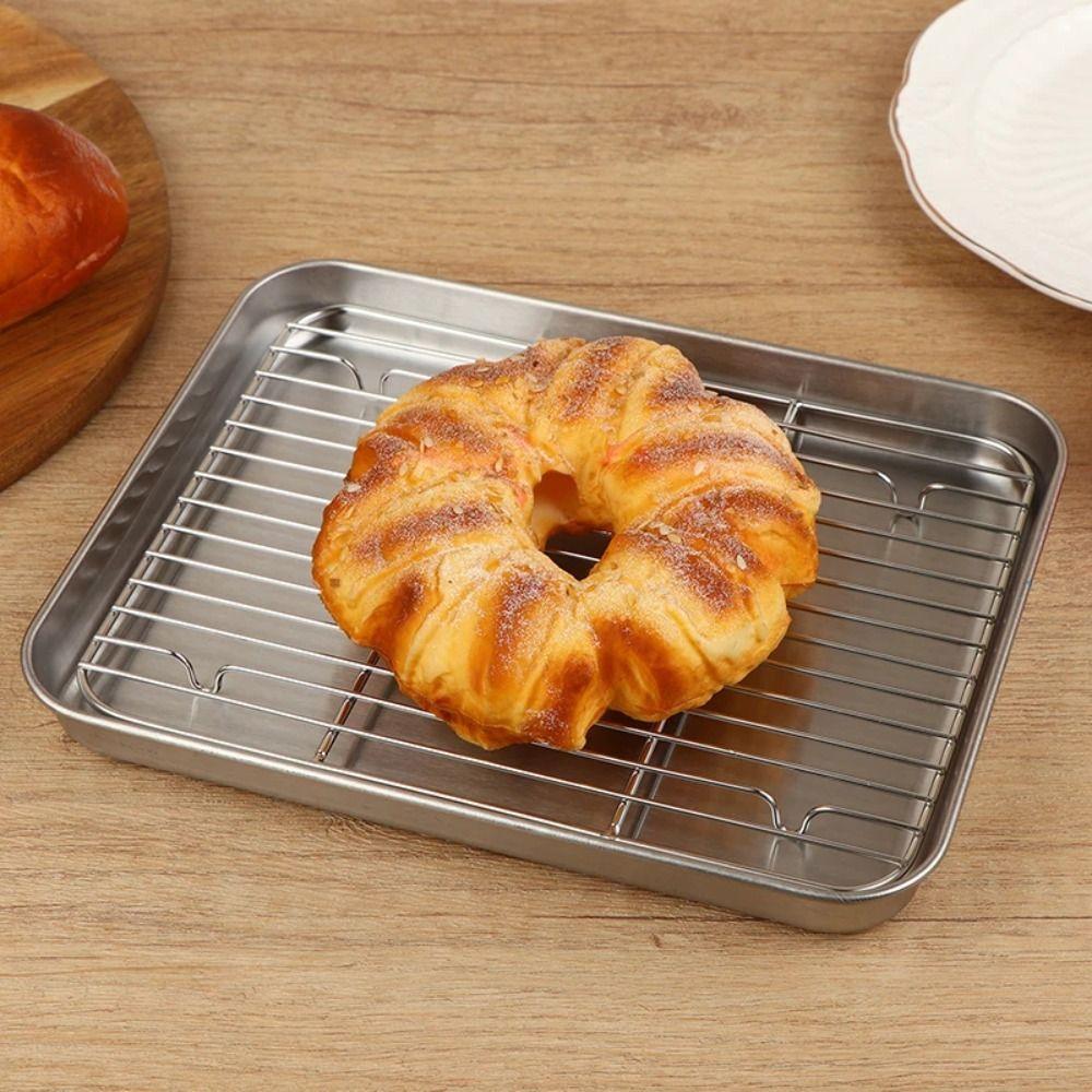 Non-Stick Stainless Steel Baking Pan with Cooling Rack Oven Rack BBQ Tray  for Cooking Roasting