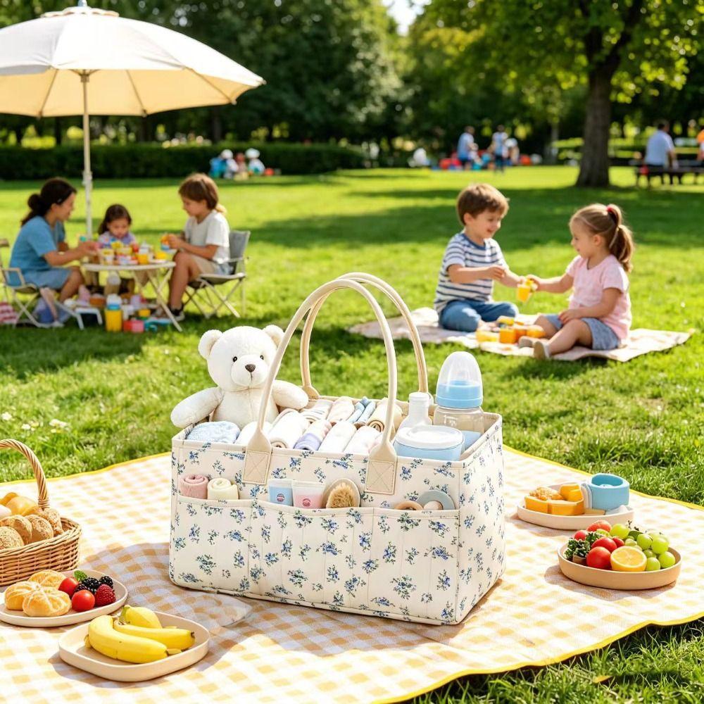 Large Capacity Nursery Storage Basket Portable Diaper Bag Gift for Baby Shower
