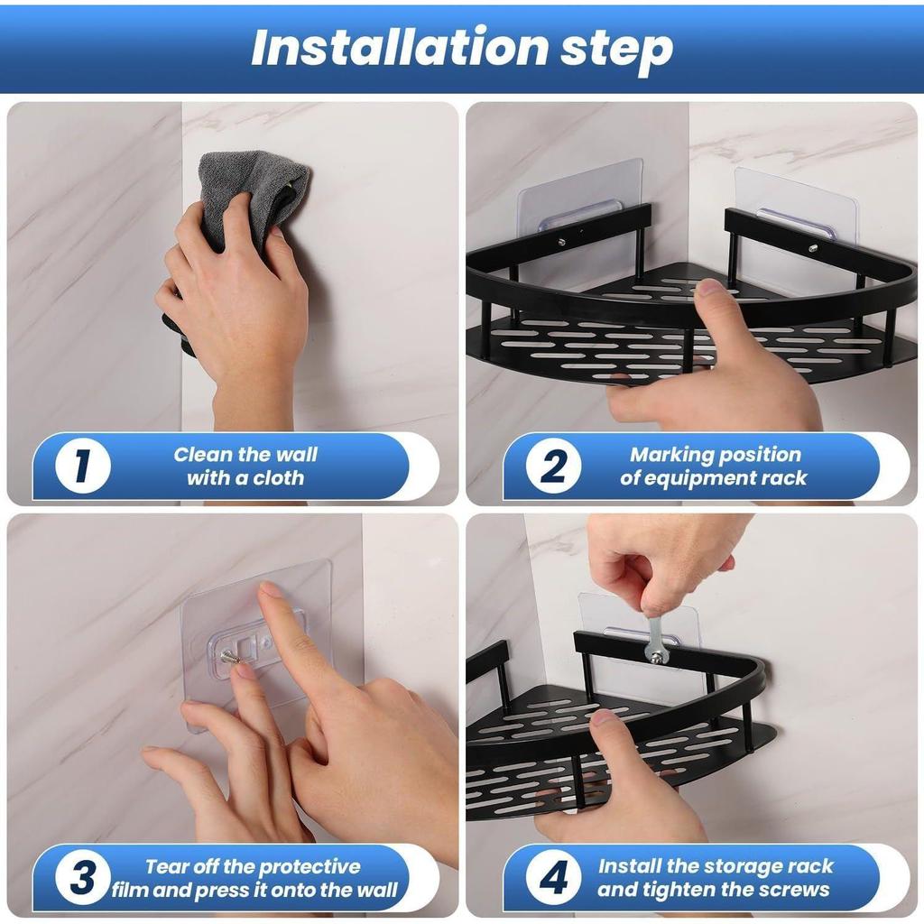1 Pcs Bathroom Accessories Aluminium Heavy Duty Self Adhesive Bathroom Corner Shelf for Wall, Multipurpose Wall Mounted Bathroom Organiser,