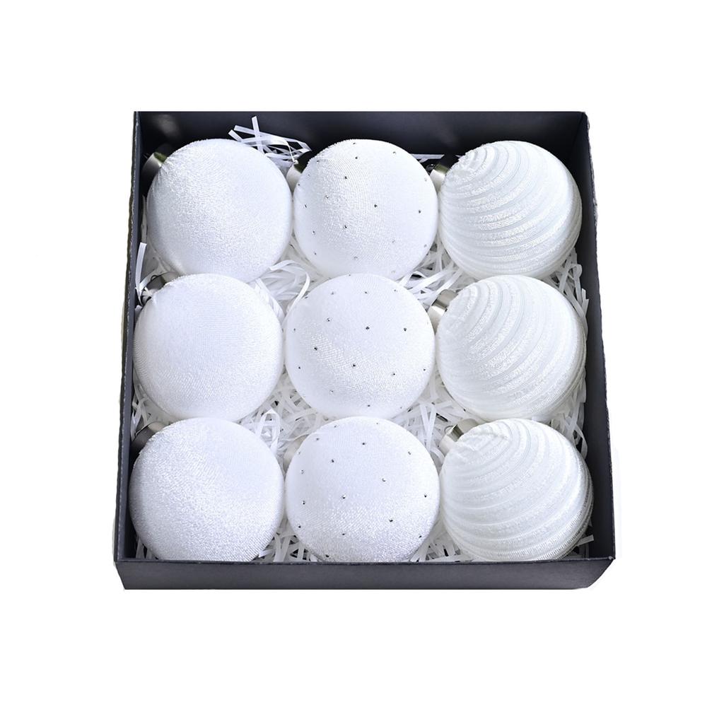 9-pack Christmas Ball Pendants, Special-shaped Flocking Painted Balls, Christmas Party Venue Decorations