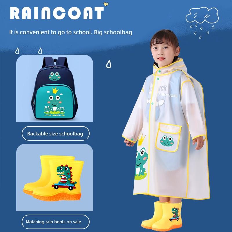 Baby Girl Cartoon Kids Raincoat with Schoolbag
