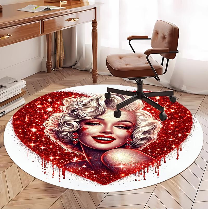 Marilyn Monroe Patroon Rond Tapijt, Binnen/Buiten Mat, voor Picknick, Speelkamer, Slaapkamer, Kantoor, Woonkamer, Huisdecoratie Tapijt, Verjaardagscadeau