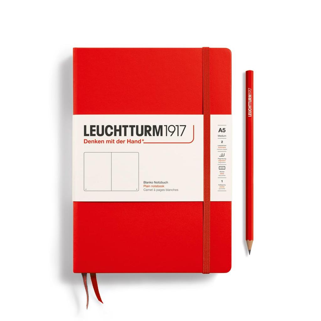 Leuchtturm A5 Officially Imported Notebook, Plain, Red, 309141,