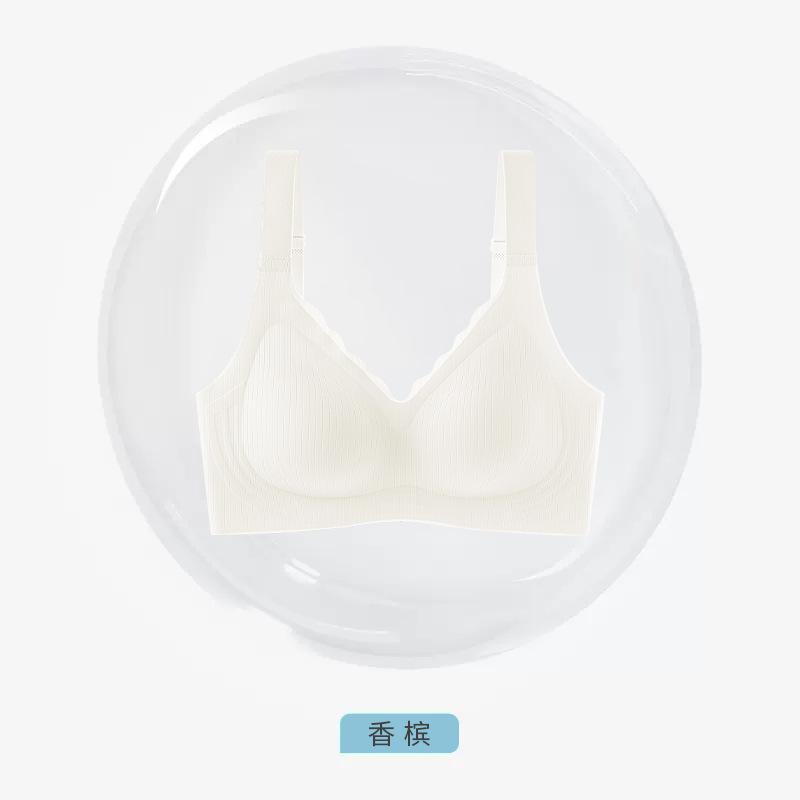 Traceless Jelly Underwear Women's Big Breasts Anti-sagging, Sub-breasts Lifted and Gathered Large Size Vest Type Steel-rimless Bra