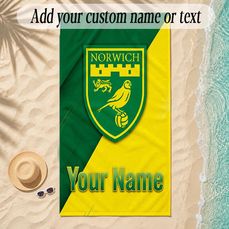 Beach TowelNorwich City Custom Name Text Personalized Soft Towel for Beach Pool Indoor Home Decor Gift