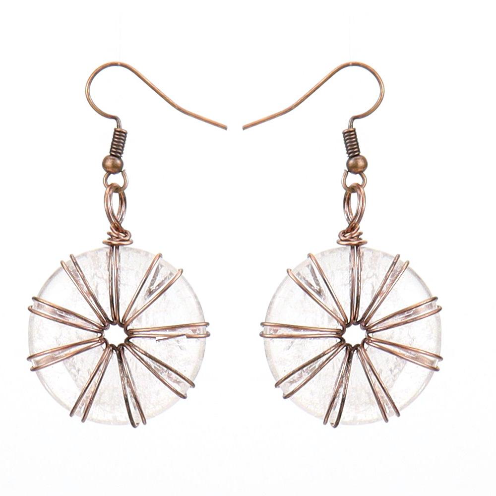 

Retro Hand-Wound Woven Safety Buckle Amethyst Rough Stone Earrings, Stud Earrings, Earrings E62.