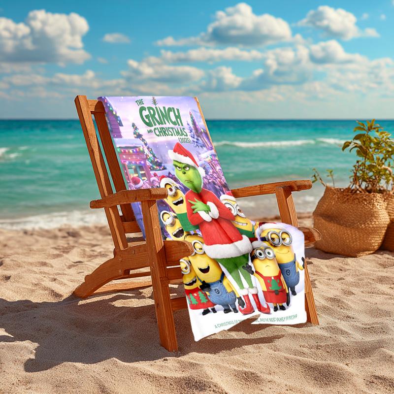 Christmas Gift Oscar Comedy Movie How the Grinch Stole Christmas soft beach towel outdoor camping vacation swinging beach scarf decorative blanket B2