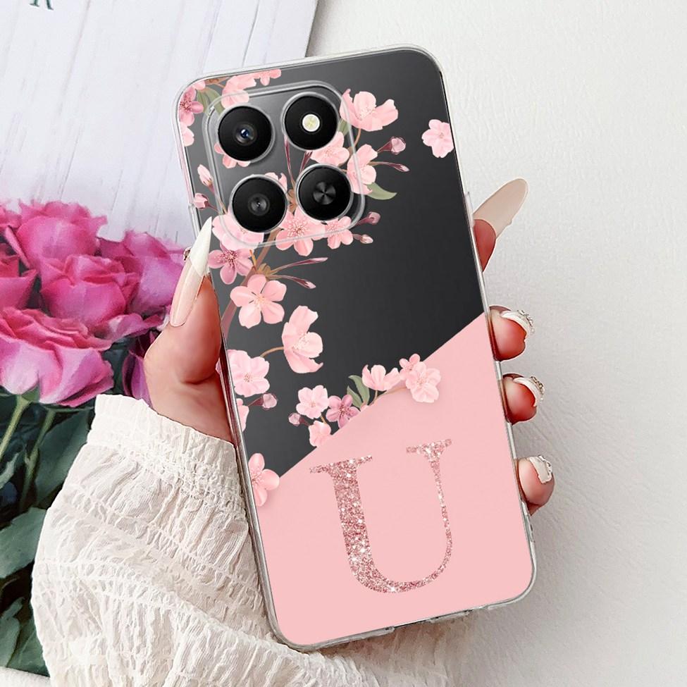 Clear For Honor 400Smart 5G LGN-NX1 Case For Honor 400 Smart Cover Luxury A-Z Letters Fashion Flowers Crown Soft Bumper Casing