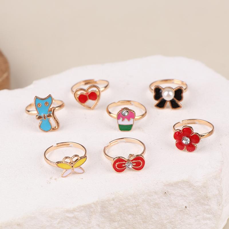 36Pcs Children Rings With Box Adjustable Rings Set Little Girls Cute Colorful Rings Dress Up Kids Gifts Jewelry Toy Finger Rings