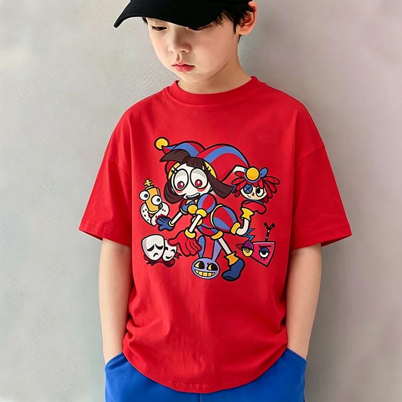 2026 Hot Selling Magical Digital Circus Printed Children's Short Sleeved T-shirt Suitable for Boys and Girls Summer Wear
