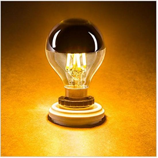 KY LEE Metal LED Silver Ball Half Silver Equivalent to a 60W Incandescent 6W Filament LED G45 110V E26 2700K Warm Half Pack of 6 Lamp, Bulb, Bulb,
