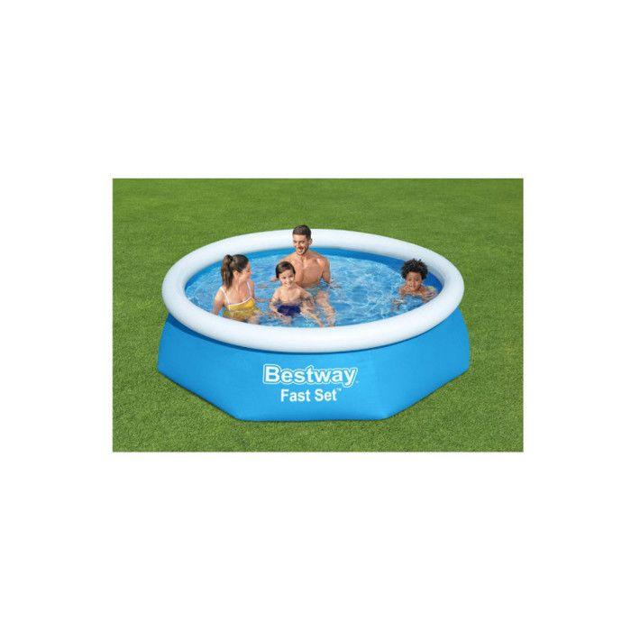 Piscine Gonflable - Bestway - Fast Set - Ø244x61 Cm - 1.880 Litres - Filtre À Cartouche 1249 L/h