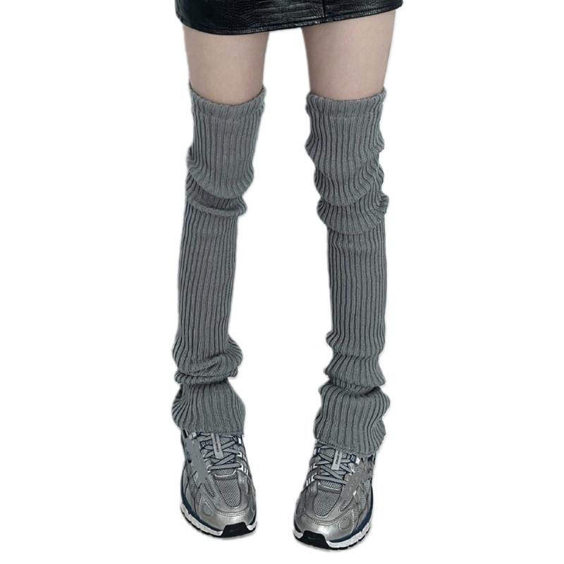 Women Color Knit Long Socks Subcultures Leg Warmers Winter Warm Ankle Heap Socks Thigh High Stocking Harajuku Boot Socks