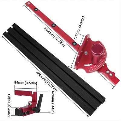 1pc Table Saw T Track Miter Gauge or with Fence and Quick Angle Stop, Table Saw Aluminum Alloy Precision Scale Woodworking Tool