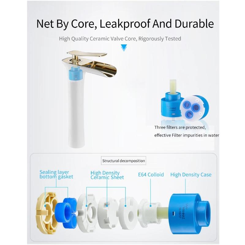 Umyvadlové baterie Moderní bílá koupelnová baterie Vodopádové baterie Jednootvorové baterie pro studenou a teplou vodu Umyvadlové baterie Baterie 6008