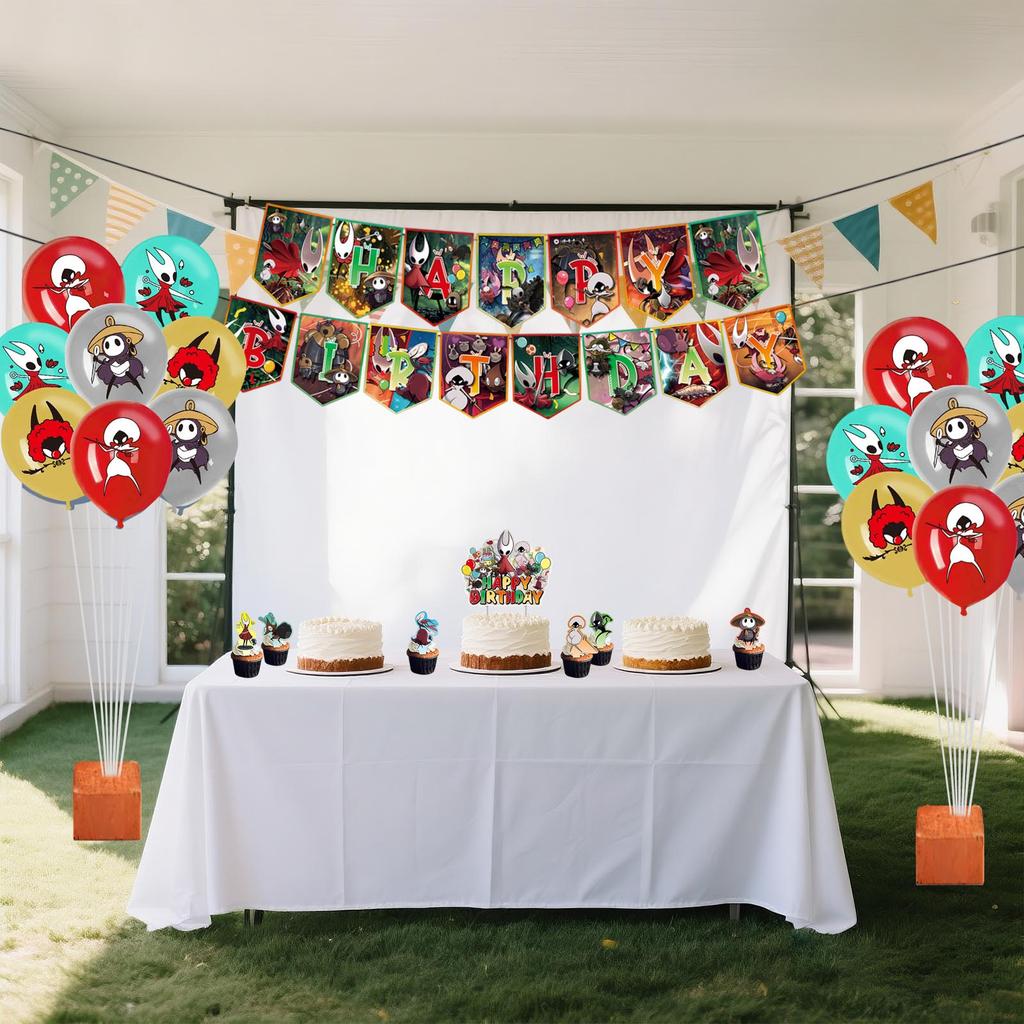 Birthday Theme Party Decoration Banner Pull Flag Cake Flag Balloon- Set