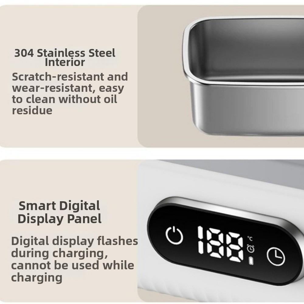 4-speed Temp USB Heated Lunch Box Cordless & Water-free Cordless Food Warmer  Work Lunch