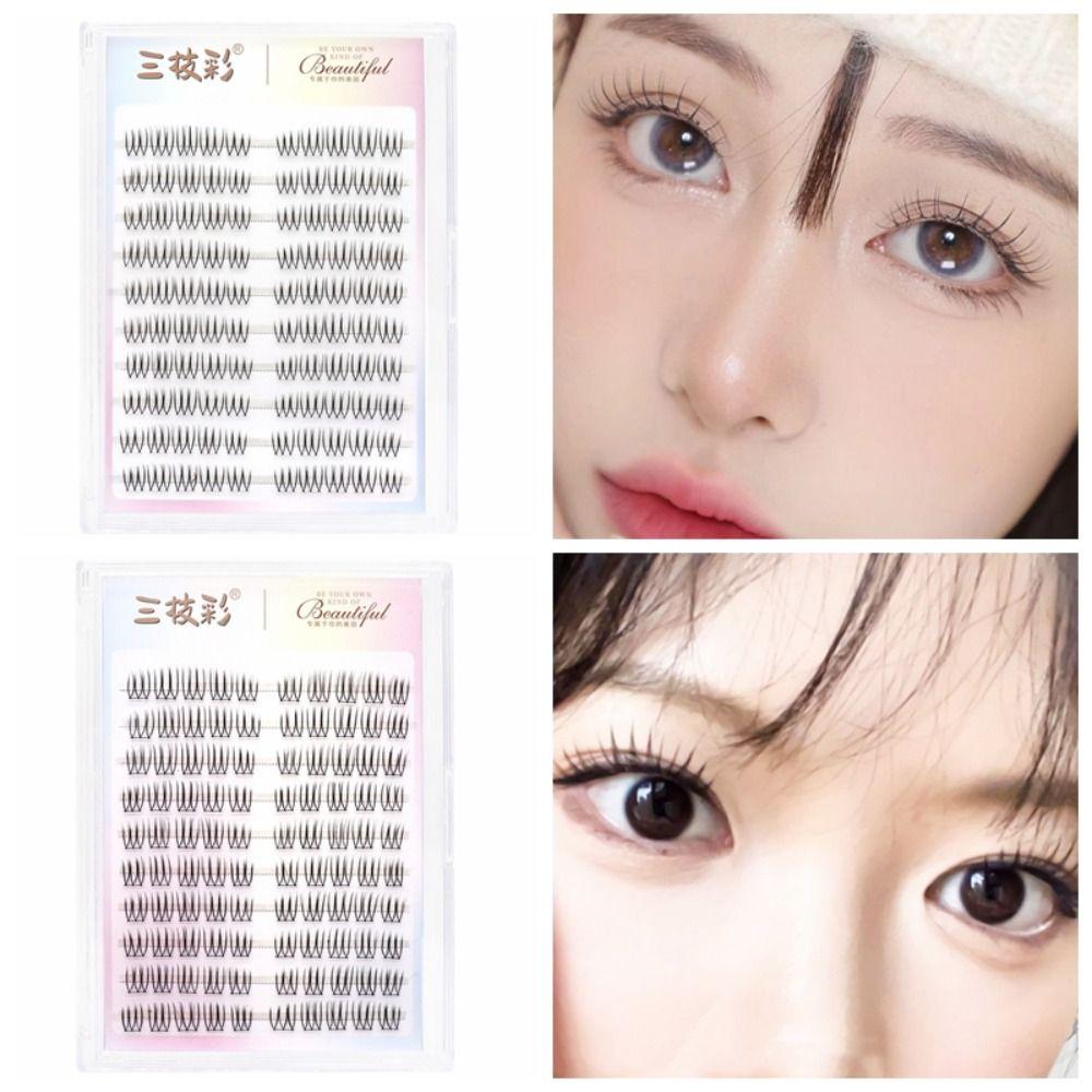 

Superfine Segmented Eyelashes Bundles 10 Rows False Eyelashes Clusters Makeup Tool Transparent Stem
