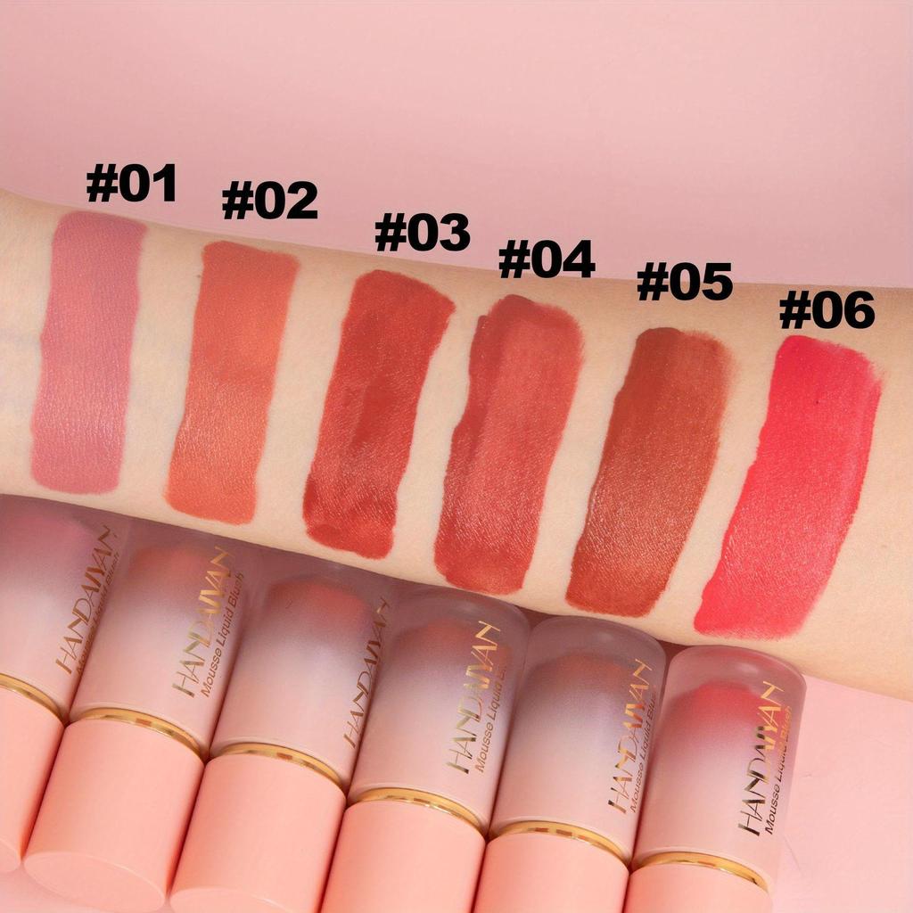 6 Color Liquid Blush Face Contouring Matte Blush Multifunctional Easy Color Blush Silky Texture Delicate Long Lasting Rouge Blush Lipstick Face Makeup