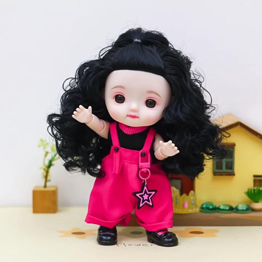 Kawaii 1/6 BJD Movable Joint Doll Body Toys Big Head Doll  with Hair  Gift