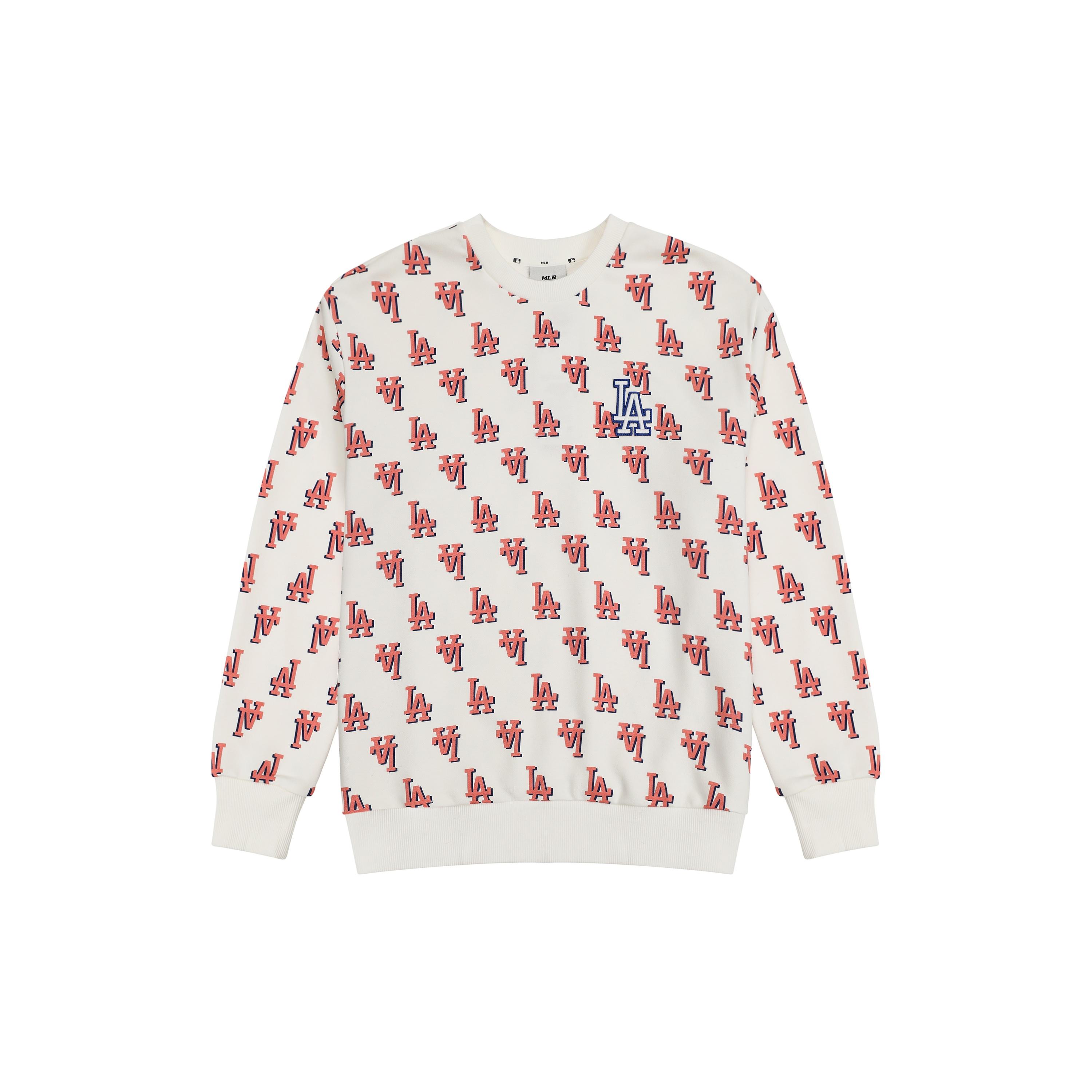 MLB Los Angeles Dodgers Sweatshirts Unisex Cream Crew Neck Moderate Regular 3AMTM0231-07CRS L
