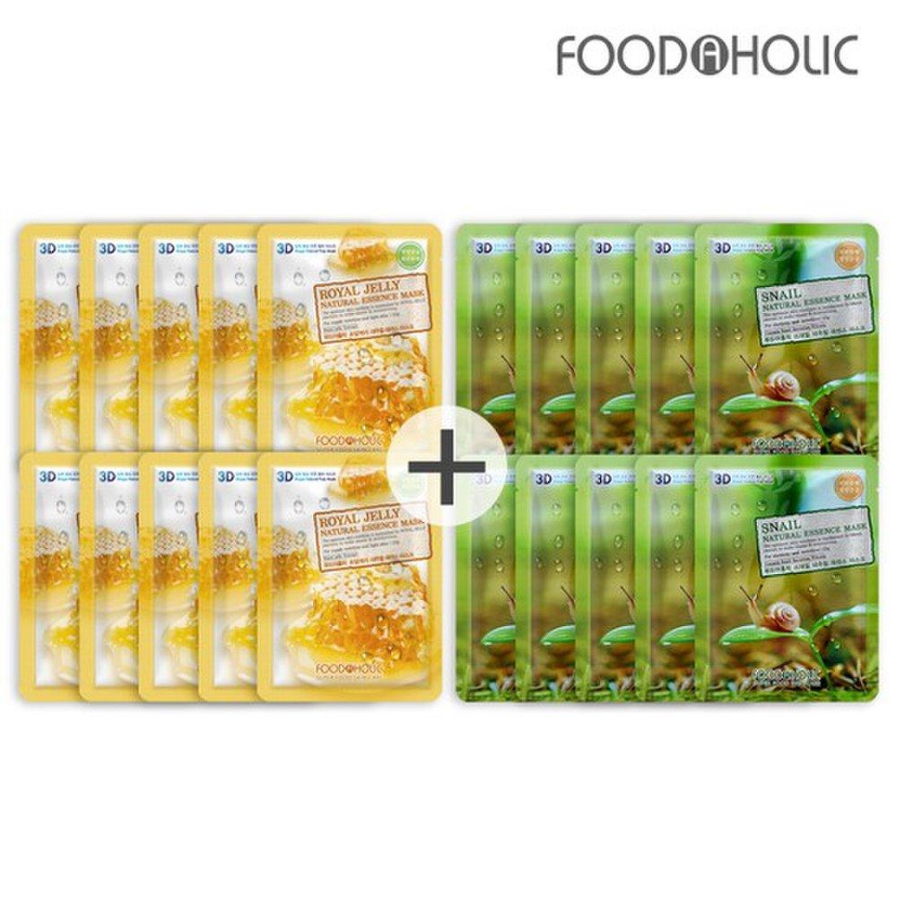 

(20 sheets/royal jelly + snail) Food 3D Natural Essence Mask Pack