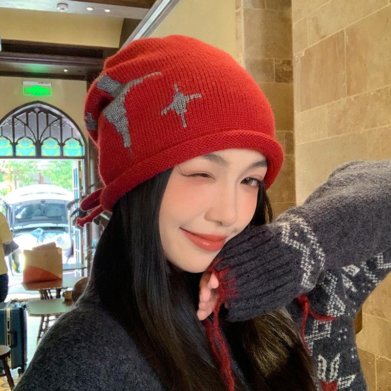 Winter Beanie Hats Scarf Set Women Warm Knitted Cap Female Neck Warm Thicken Fur Lined Lady Balaclava Mask Bobble Hats for Women