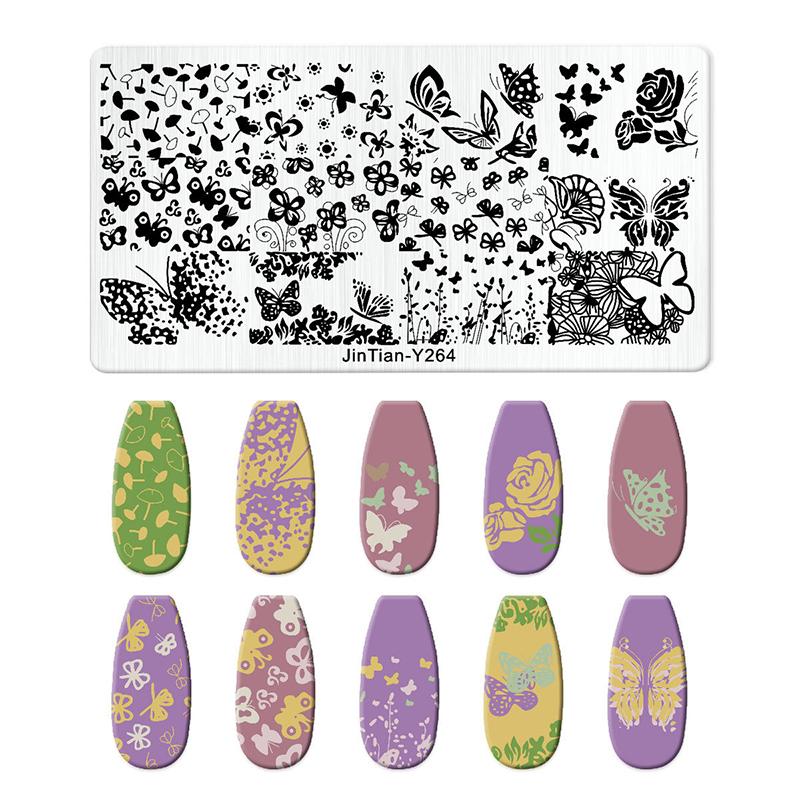 12*6cm Nail Stamping Plates Rose Butterfly Nail Art Plate Stainless Steel Nail Design Stencil Tools DIY Printing Design Stamp