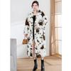 Women's leopard print imitation fur jacket fox hair long coat loose fashion printed fluff belt trench coat