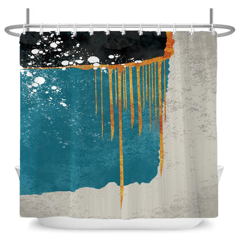 Nordische Abstrakte Kunst Duschvorhang Einfache Geometrie Badewannenvorhang Wasserdicht Polyester Badezimmer Vorhang Zubehör Dekor