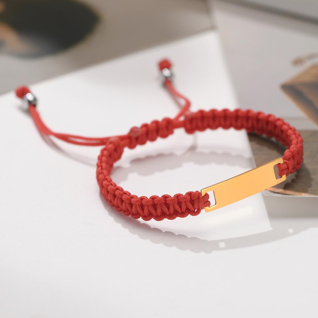 Pulsera de Identificación con Grabado Gratuito de Nombre y Fecha para Bebé, Pulseras de Acero Inoxidable marca Bent con Trenzado de Cuerda de Nylon Rojo, Joyería Ajustable Regalos