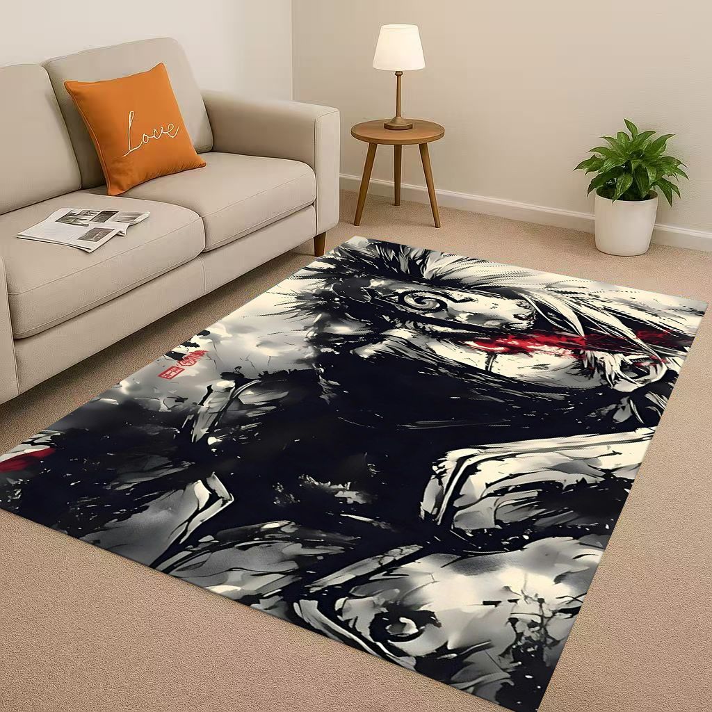 3D I-Itachi Cartoon Anime Living Room Non-Slip Area Rug Carpet for Bedroom Playroom Sofa,Easy Clean Home Decor Doormat Kid