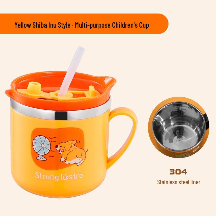 Children s Anti-Fall Learning Cup with Straw & Scale for Milk, Water & Cereal 250ml Straw Cup